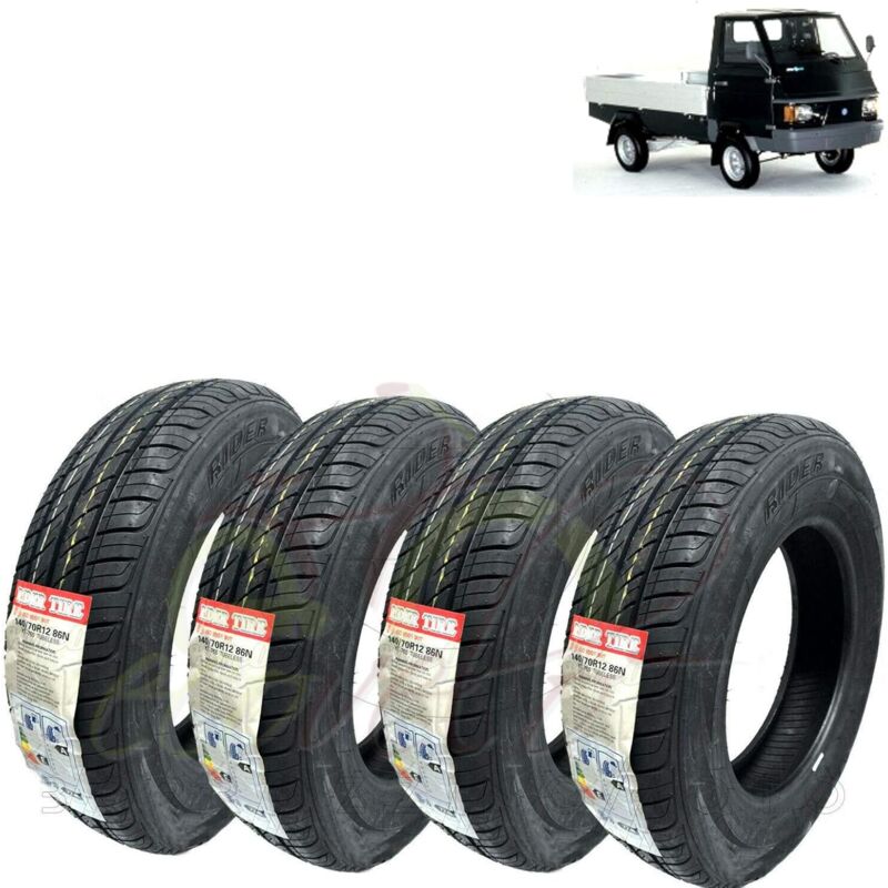 foto del prodotto kit 4 gomme 140 70 r12 8pr compatibili con piaggio ape car poker treno pneumatici rider 86n ruote 8 pr m s ecovelo
