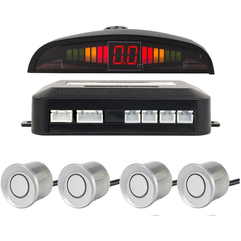 immagine 0 del prodotto kit 4 sensori parcheggio auto 12v anteriori posteriori grigio cicalino display