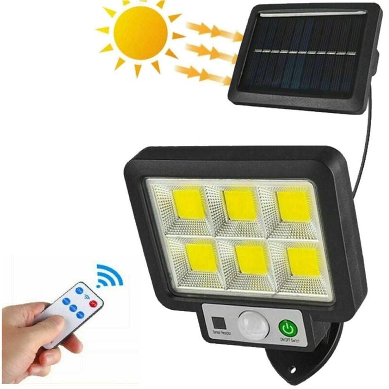 foto del prodotto kit 4pz faro solare led con pannello faretto sensore di movimento 96 led cob t09 trade shop traesio