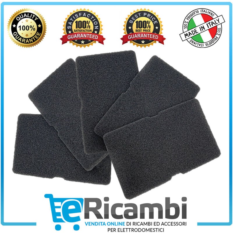 foto del prodotto kit 5 filtri lanugine in poliuretano spugna asciugatrice smeg beko 240x150x10mm