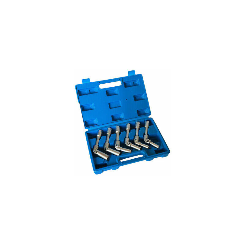 foto del prodotto kit 6 chiavi bussola snodate per candelette auto diesel da 8 a 16 mm lunghe