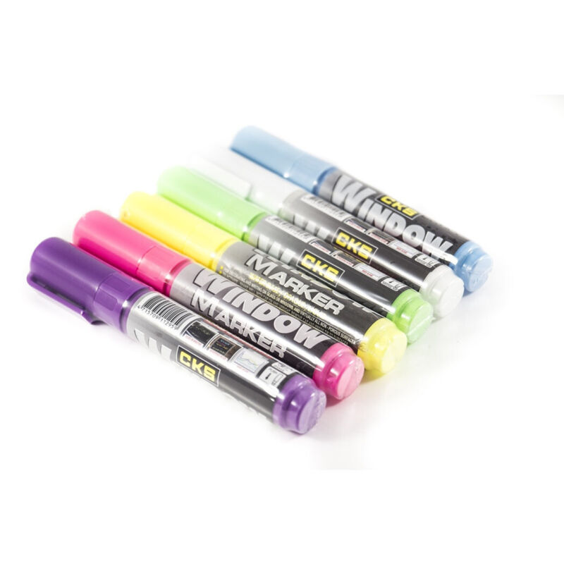 foto del prodotto kit 6 pennarelli per lavagna luminosa a led ri scrivibile fluorescenti fluo trade shop traesio