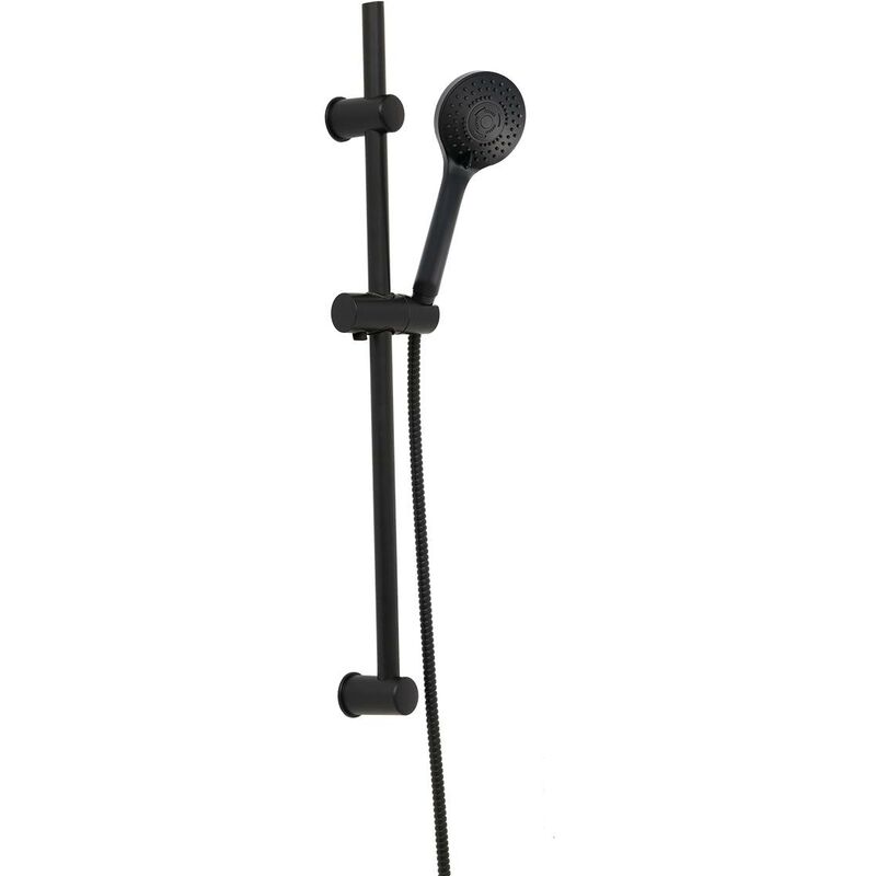foto del prodotto kit 70cm colonna 3 soffioni doccia flessibile in acciaio inox 150 cm nero opaco tendance