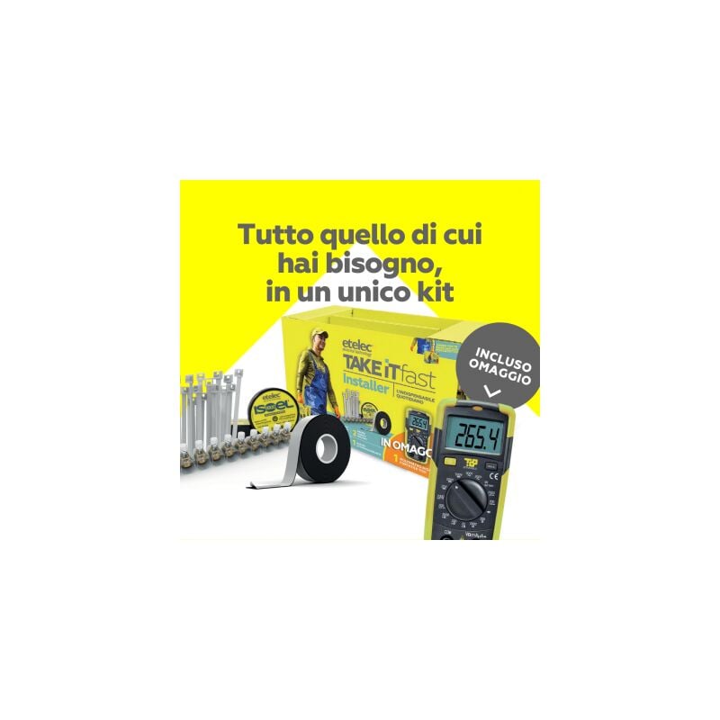 foto del prodotto kit 9 confezioni di fascette bianche 2 nastri adesivi isolanti 9 stecche di morsetti a cappuccio 1 nastro autoagglomerante 1 multimetro digitale