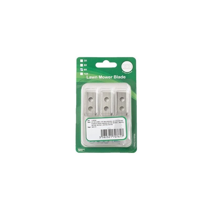 foto del prodotto kit 9 lame e viti robot rasaerba modelli wg791 793 794 795 wa0176 worx