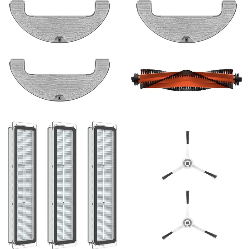 foto del prodotto kit accessori per d10 plus, 1x spazzola principale, 2x spazzole laterali, 3x filtro antipolvere, 3x panno lavabile per l aspirapolvere robot d10