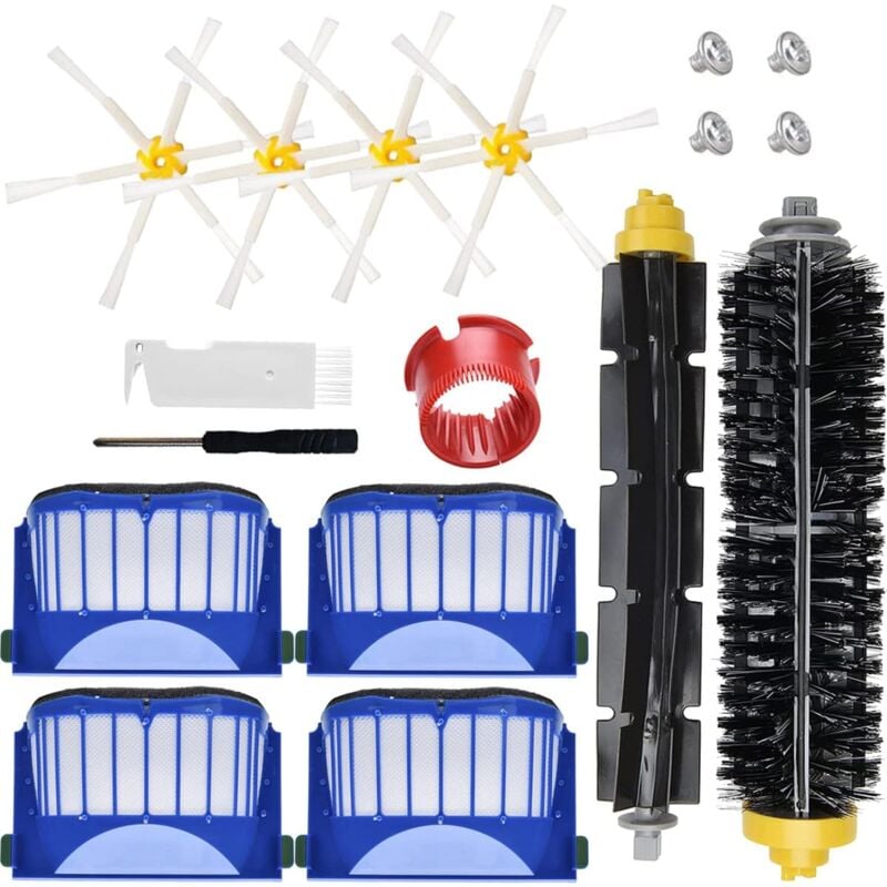 foto del prodotto kit accessori per robot aspirapolvere irobot roomba serie 600 694 692 690 680 660 665 651 650 614, pezzi di ricambio, spazzola setolosa e pala