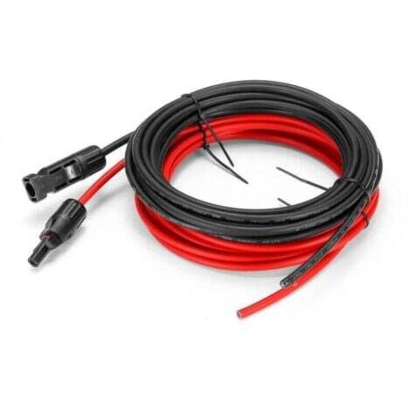 foto del prodotto kit adattatore per cavo di prolunga per pannello solare awg 12 da 5 metri con connettori femmina e maschio mc4 5 m rosso 5 m nero lablanc