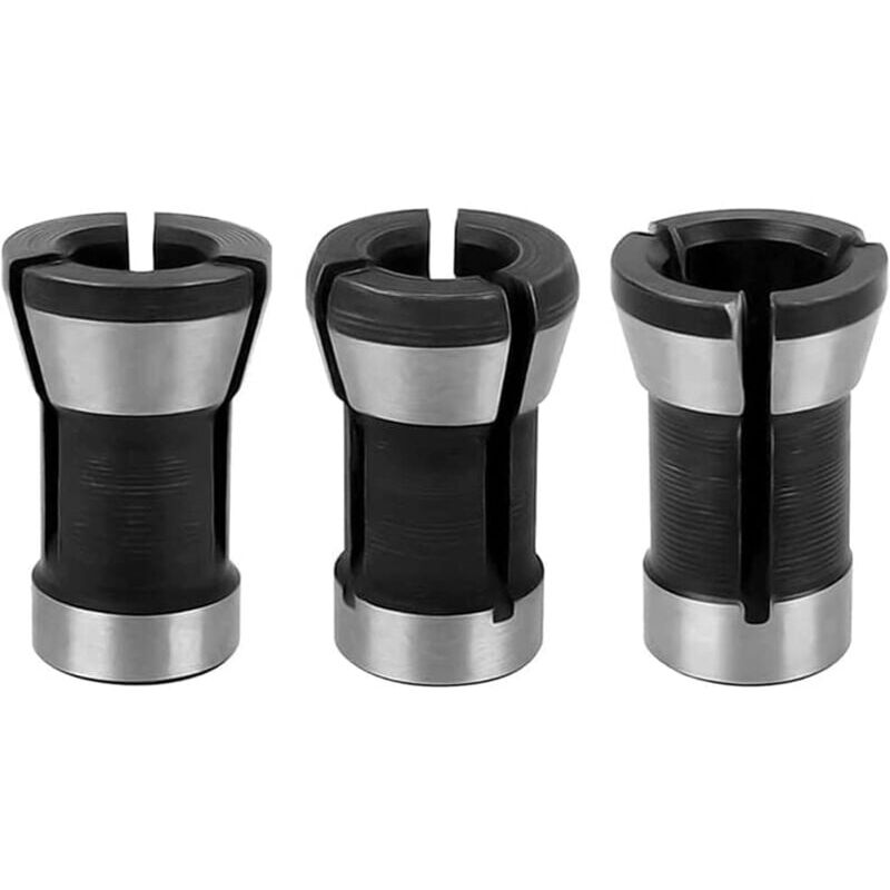 foto del prodotto kit adattatore per mandrino a pinza da 3 pezzi, mandrino a pinza da 6 mm 6,35 mm 8 mm per mandrino per trapano, mandrino per fresatura, accessori