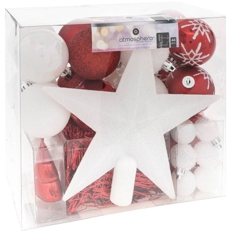 foto del prodotto kit albero di natale colorama de no l 44 pezzi bianco rosso feeric lights christmas