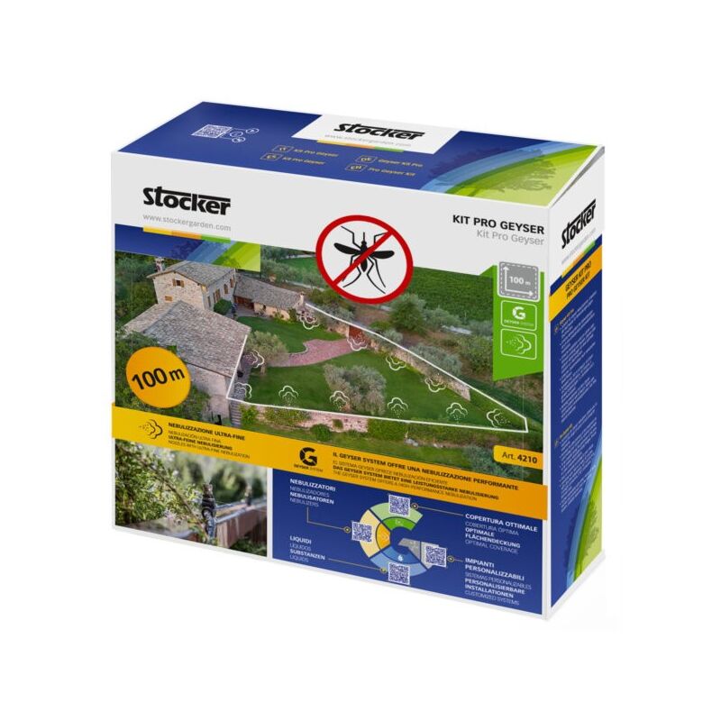 foto del prodotto kit antizanzare giardino stocker pro per geyser nebulizzatore 100 m di tubo, 40 ugelli, 40 raccordi a t, 5 raccordi dritti, 5 raccordi a l, 5 tappi
