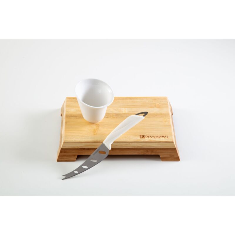 foto del prodotto kit aperitivo tagliere legno 27,3x20,7x4,5 cm con accessori