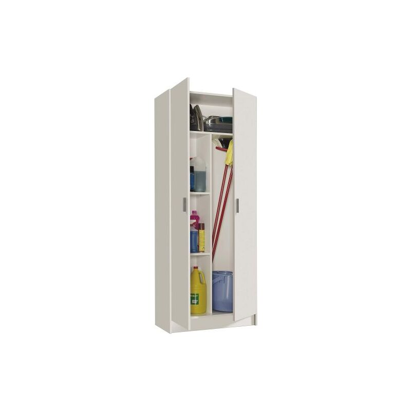 foto del prodotto kit armadio 2 ante 3 ripiani linea multiuso slim 73x37xh180 cm bianco 01362 
