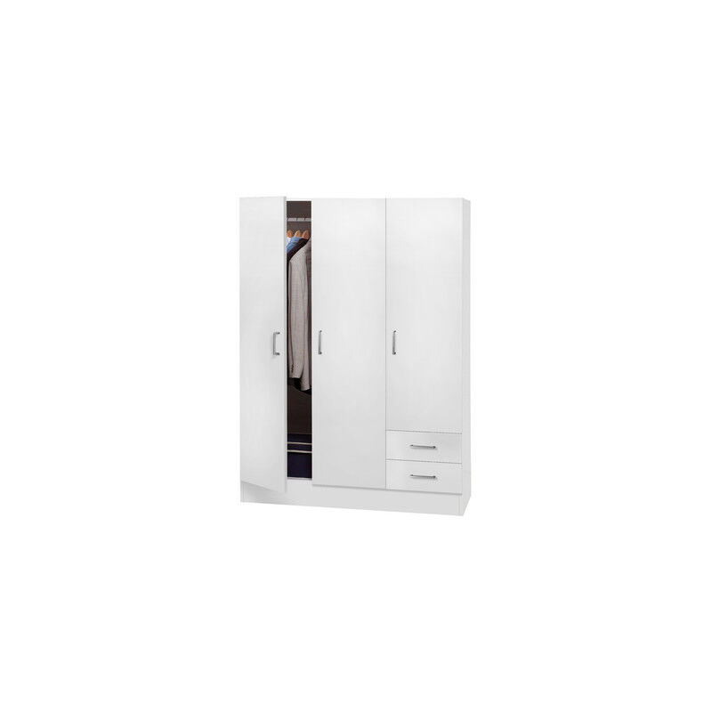 foto del prodotto kit armadio 3 ante 2 cassetti cm. 120x50x170h bianco