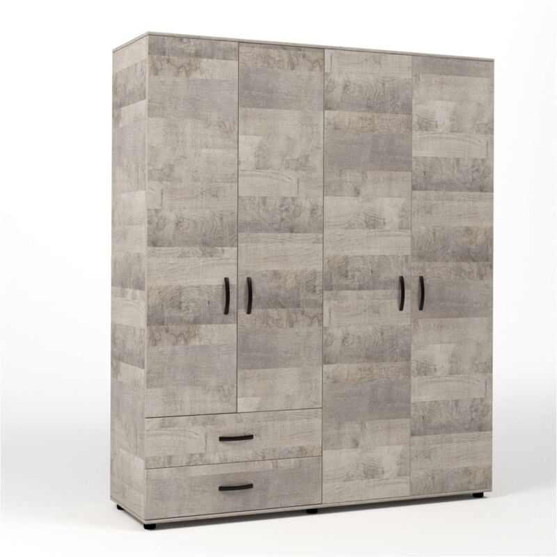 foto del prodotto kit armadio 4 ante 2 cassetti 160x52x205 cm rovere plat.k355
