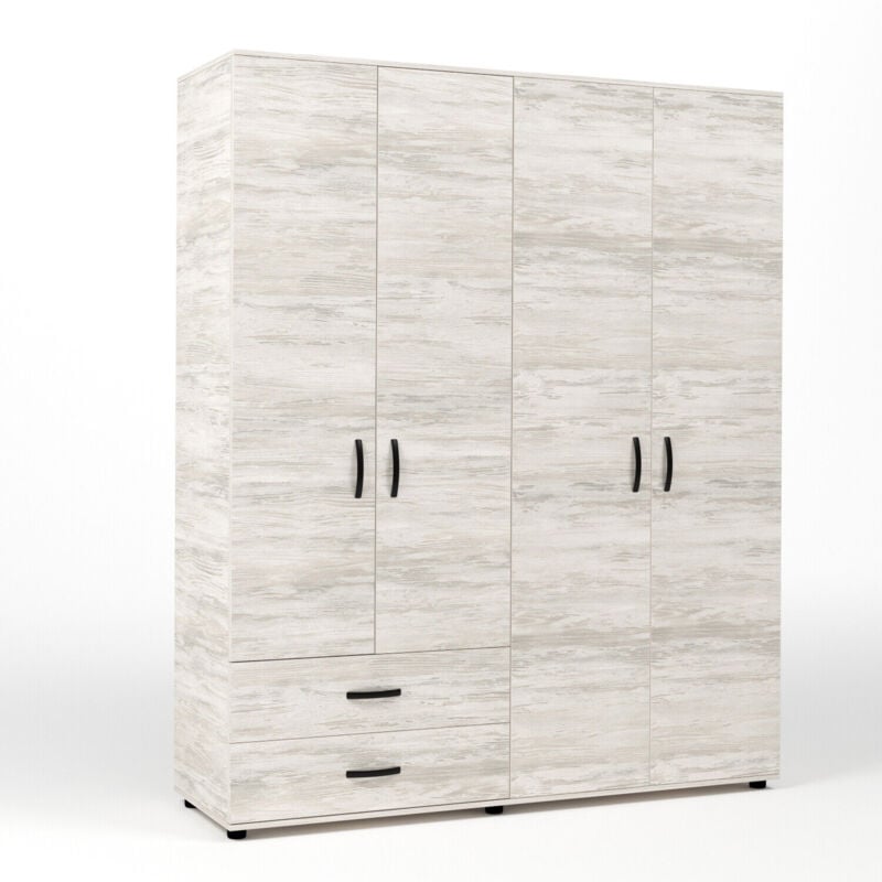 foto del prodotto kit armadio 4 ante con 2 cassetti 160x52x205 cm