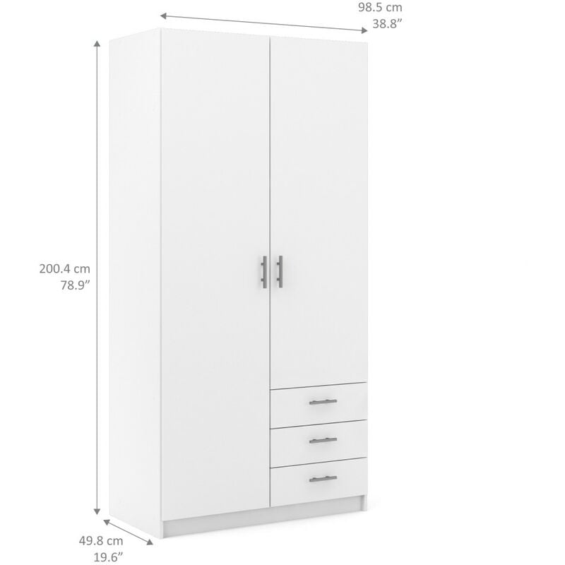 foto del prodotto kit armadio sprint 2a 3c 98x50x200 bianco