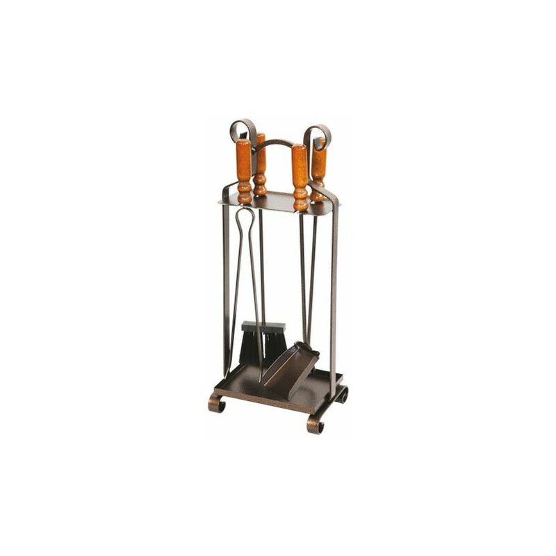 foto del prodotto kit attrezzature camino set attrezzi per stufa in ferro battuto pz 4 11770 
