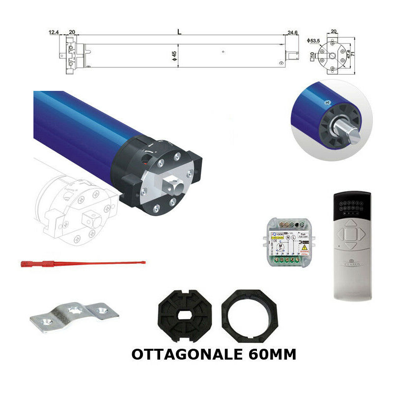 foto del prodotto kit automazione tapparelle motore tubolare 50nm 100kg centralina telecomando