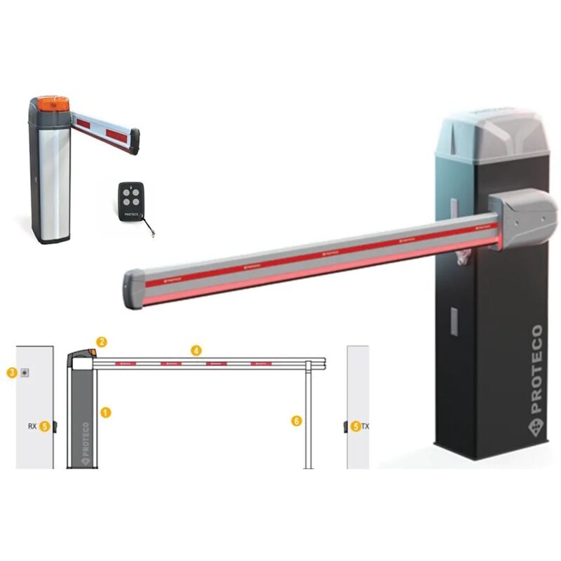 foto del prodotto kit barriera automatica stradale con led asta e staffa mobile 6 metri proteco park 6