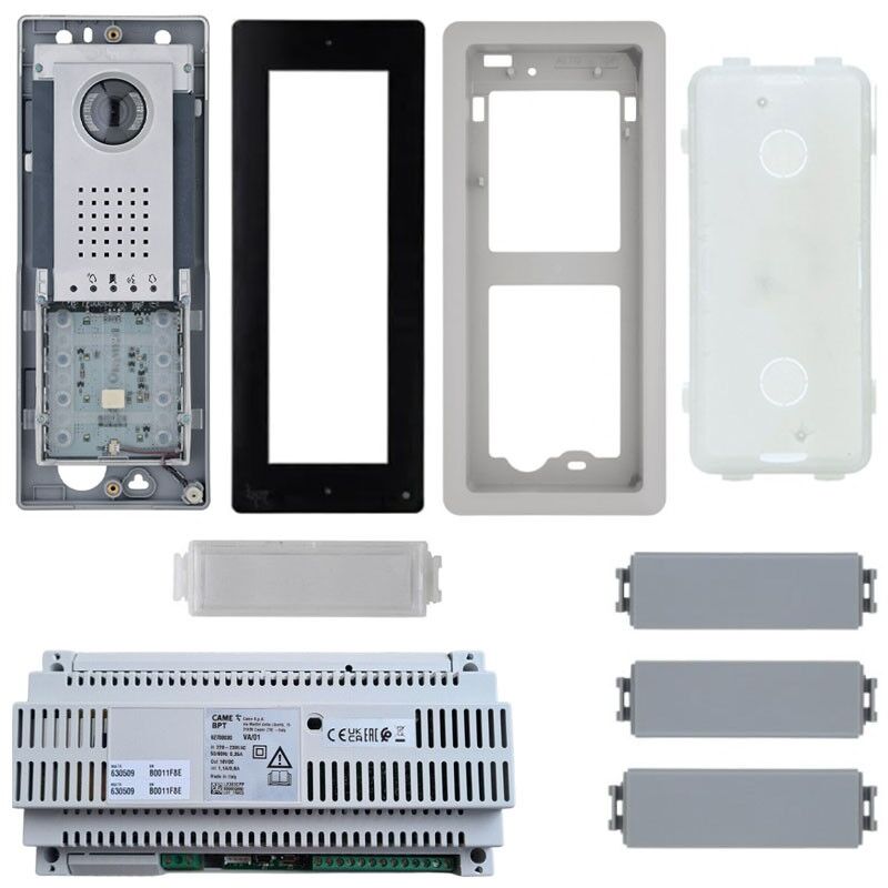 foto del prodotto kit base impianto videocitofono bpt a colori pulsantiera thangram sistema 2 fili