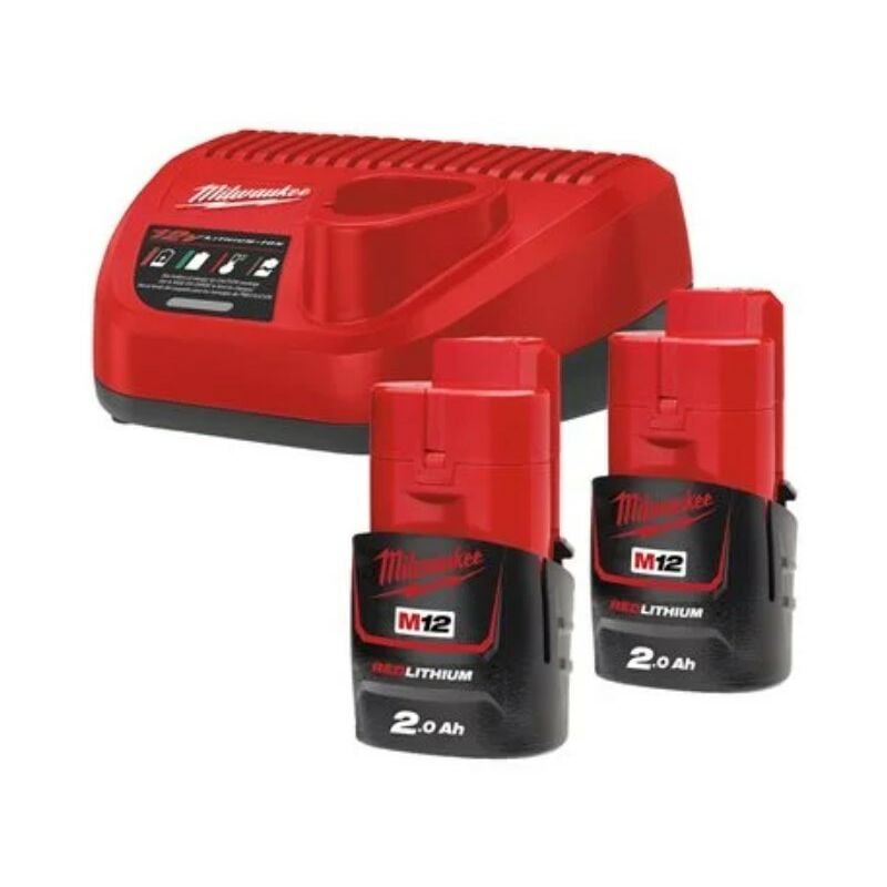 foto del prodotto kit batterie m12 con caricabatterie e 2 batterie milwaukee 4933459209