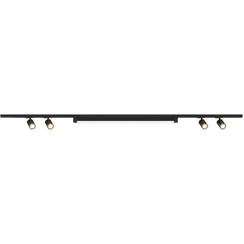 foto del prodotto kit binario moderno mono mix metallo nero 5 luci led gu10 40w naturale