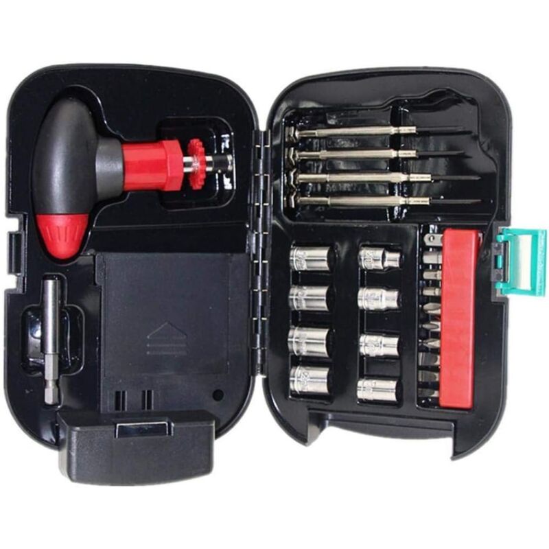 foto del prodotto kit cacciaviti con torcia 24 pezzi, portatile e pratico