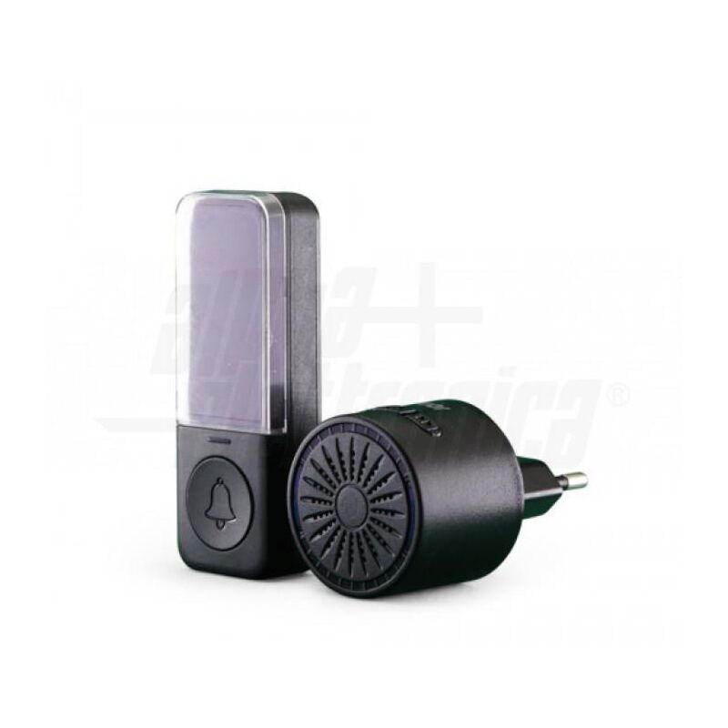 foto del prodotto kit campanello wireless nero con pulsante cinetico