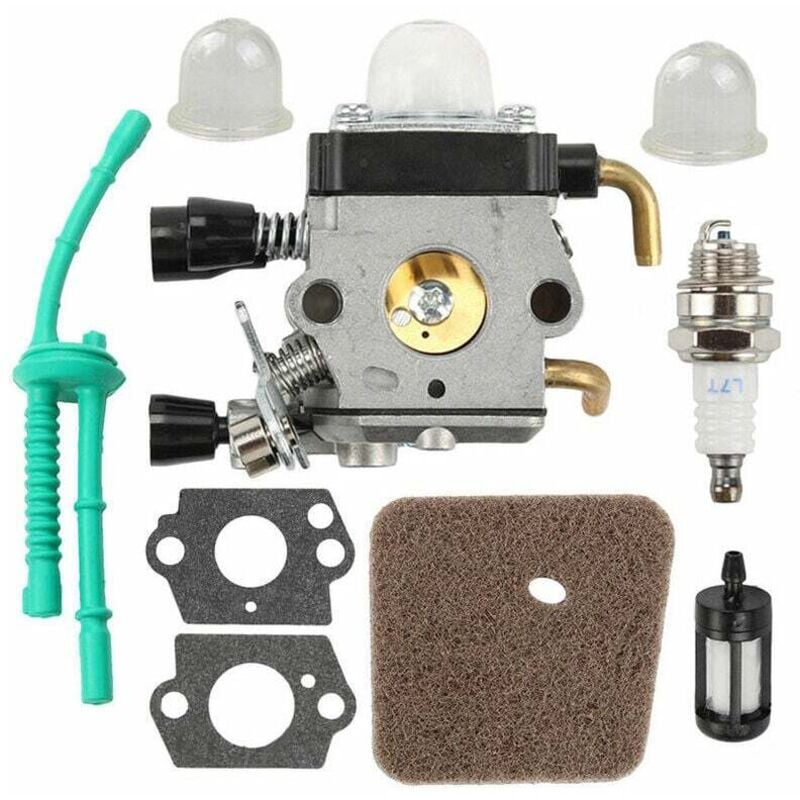 foto del prodotto kit carburatore compatibile con i modelli stihl fs55, fs55r, fs55rc, km55, km55r, hl45, fs38, fs45 e fs46. parti e accessori del motore con filtro