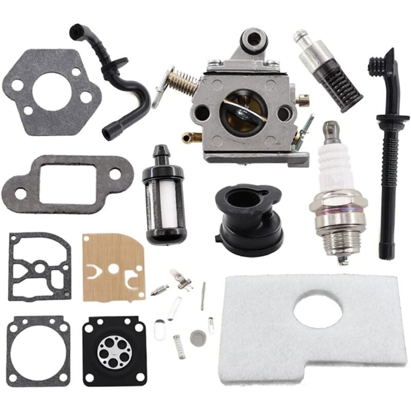 foto del prodotto kit carburatore per motosega stihl 017 018 ms170 ms180 ms170c ms180c sostituisce zama c1q s57 1130 120 0603 con filtro aria, membrana, tubo