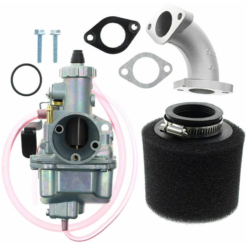 foto del prodotto kit carburatore vm22 da 26 mm per moto da cross mikuni 110 cc 125 cc 140 cc lifan yx. modello argento.