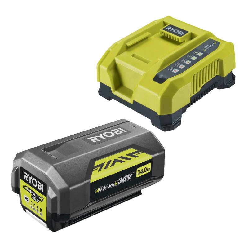 foto del prodotto kit caricabatterie singolo rapido e batteria di ricambio ryobi ry36bc60a-140 36v 4ah