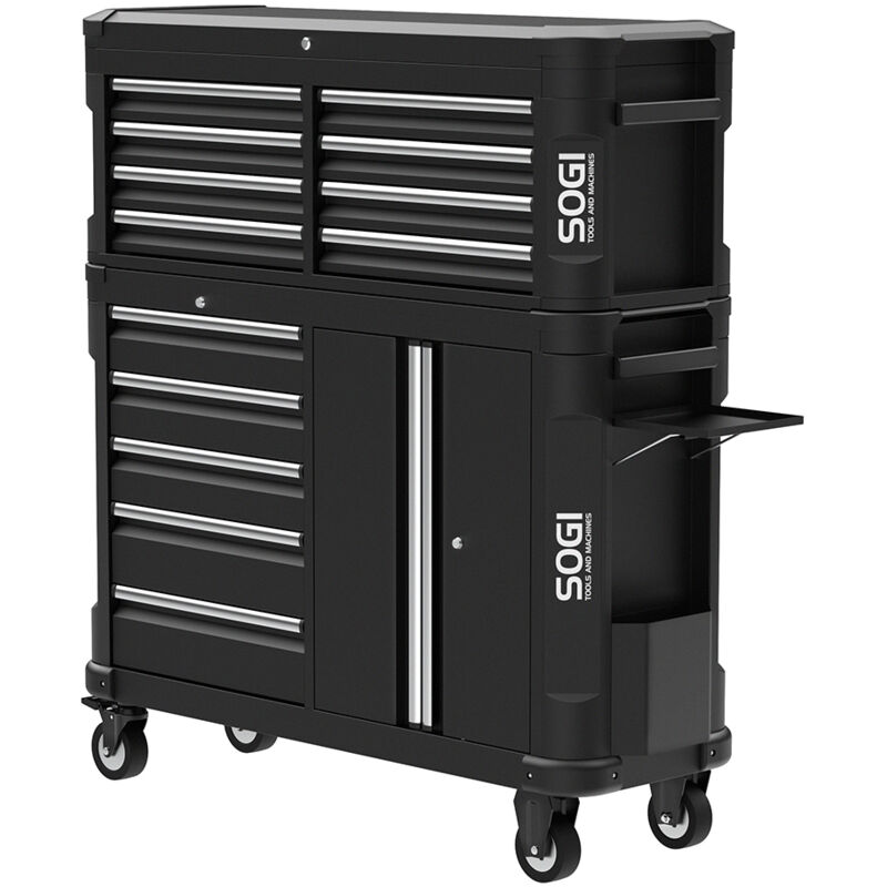 foto del prodotto kit cassettiera carrello portautensili sogi x6 8 5 cassetti 1 vano 2 ripiani 4 ruote e maniglie per il trasporto