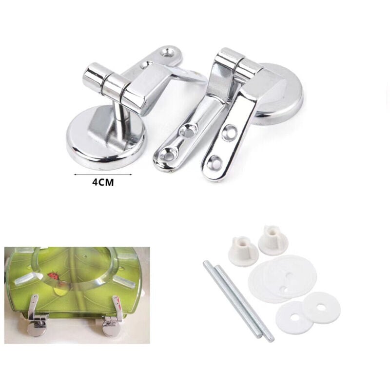 foto del prodotto kit cerniere metallo 4cm maniglie 68 e 61 mm copriwater bagno wc ganci 02057