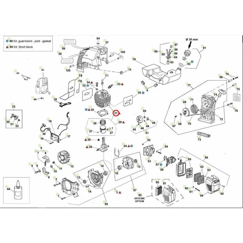 foto del prodotto kit cilindro pistone originale active decespugliatore 5.5 trivella tdu155 24475