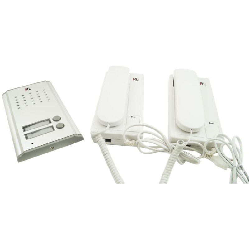foto del prodotto kit citofono bifamiliare cornetta pulsante apri cancello 2 citofoni rl3208aa trade shop traesio