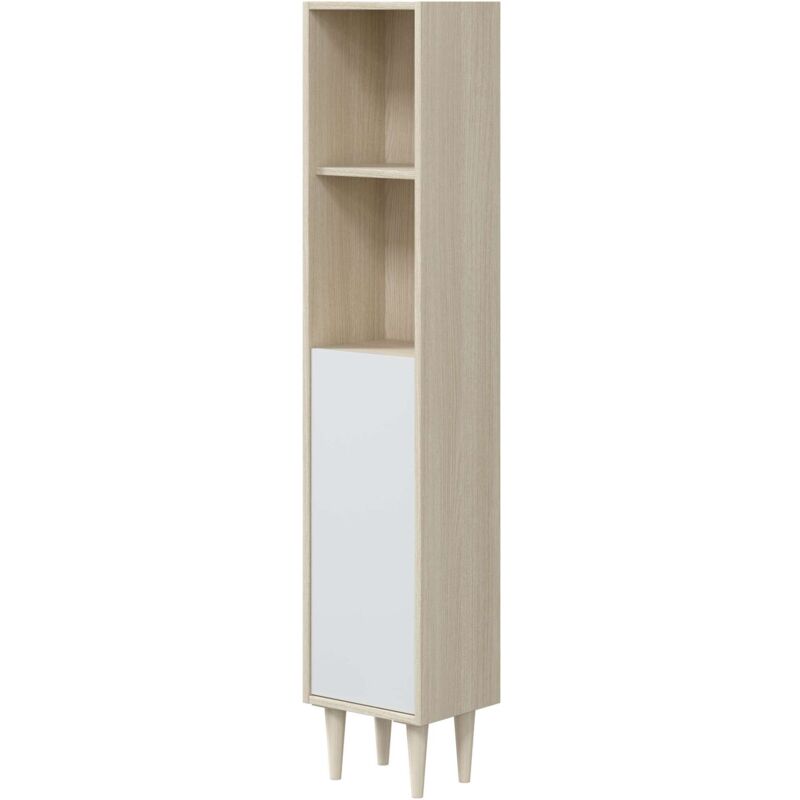 foto del prodotto kit colonna bagno verona 1 anta 150 rovere bianco