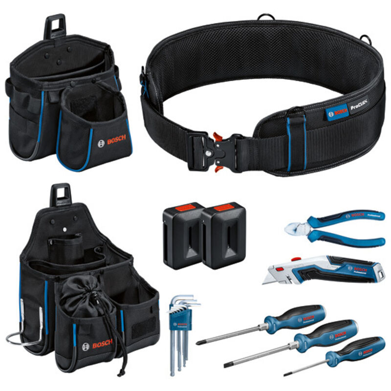 foto del prodotto kit combinato cintura porta attrezzi e set di utensili manuali