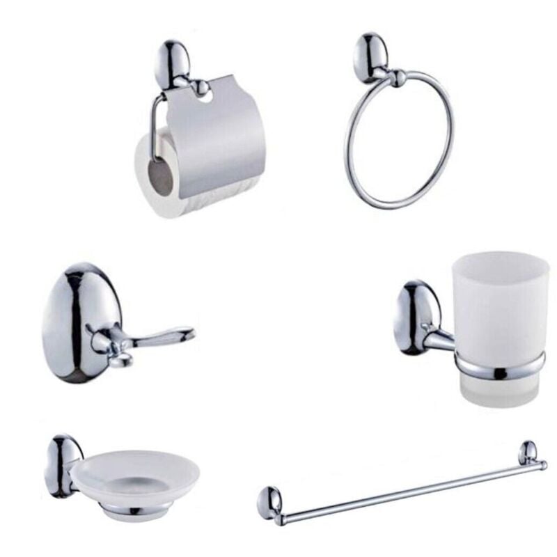 foto del prodotto kit completo 6 accessori bagno asta sapone wc gancio porta asciugamano 03903