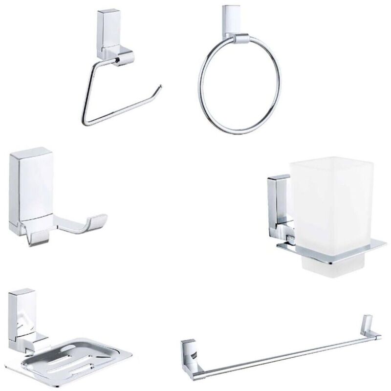 foto del prodotto kit completo 6 accessori bagno asta sapone wc gancio porta asciugamano 03906