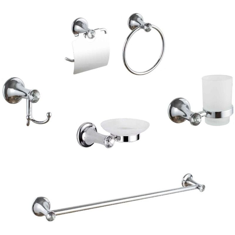 foto del prodotto kit completo 6 accessori bagno asta sapone wc gancio porta asciugamano 03907