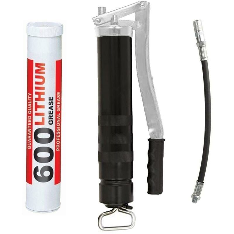 foto del prodotto kit completo siringa grasso a leva per ingrassaggio manuale in metallo brunito 1 kg