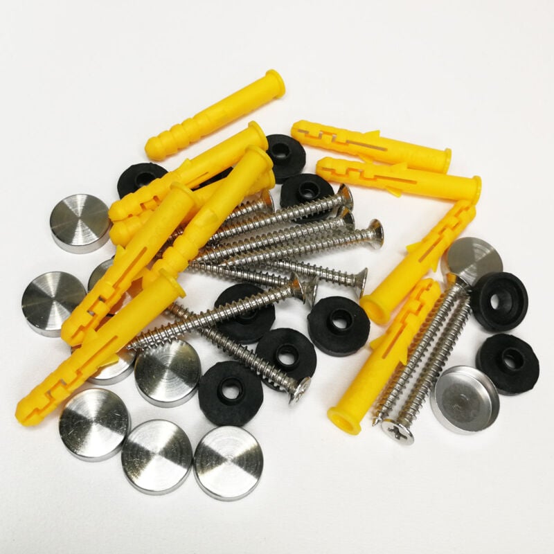 foto del prodotto kit completo viti, placche copri viti e stop da muro pezzi 10 pz