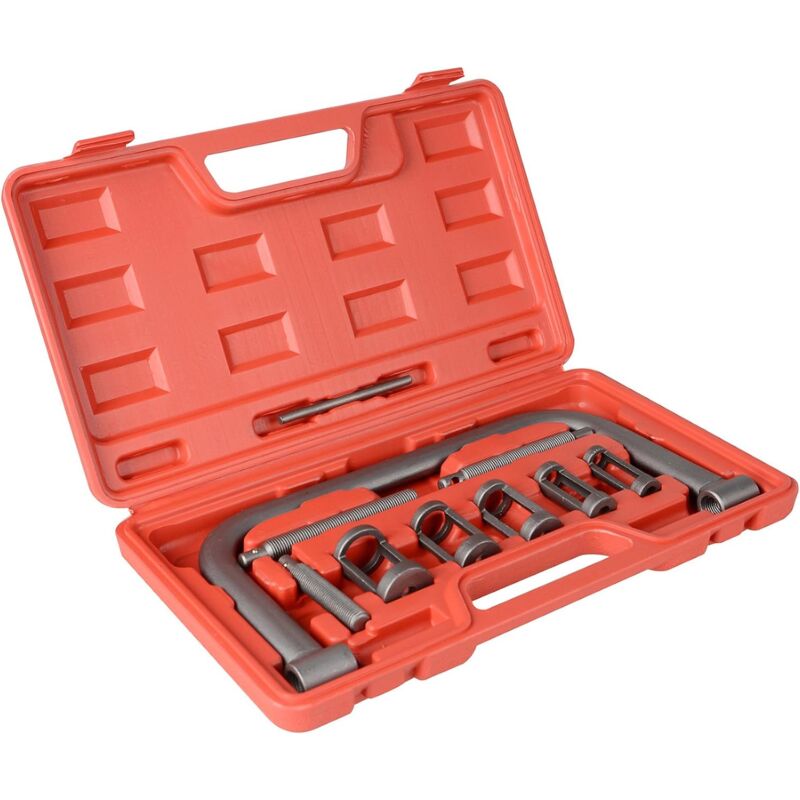 foto del prodotto kit compressore molla valvola da 12 pezzi, compressore molla con sollevatore valvola, set di strumenti di riparazione auto portatile universale, per