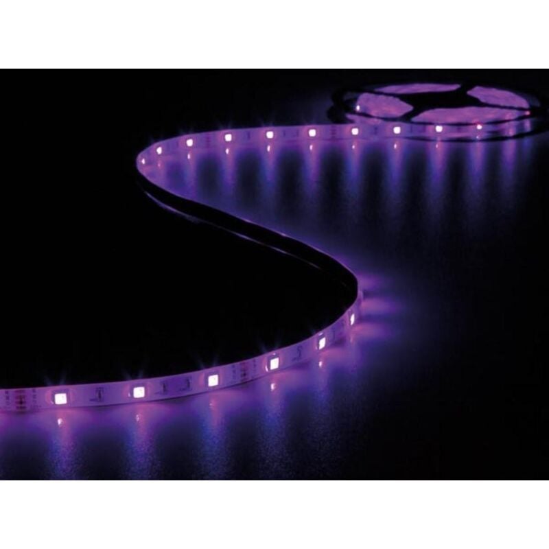 foto del prodotto kit con striscia led flessibile, controller e alimentatore rgb 150 led 5 m 12 vdc