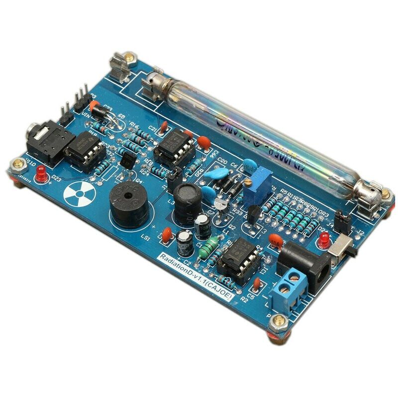 foto del prodotto kit contatore geiger fai da te assemblato modulo rilevatore di radiazioni nucleari display lcd con funzione di allarme sonoro e luminoso assemblato 