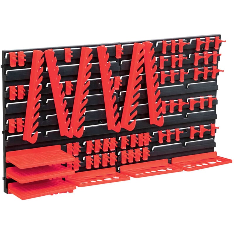 foto del prodotto kit contenitori 71 pz con pannelli a parete rosso e nero vidaxl