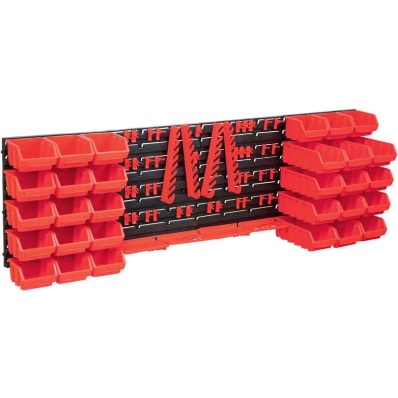 foto del prodotto kit contenitori 80 pz con pannelli a parete rosso e nero vidaxl