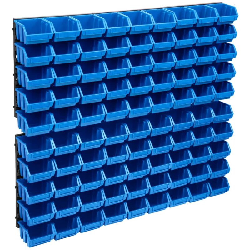 foto del prodotto kit contenitori 96 pz con pannelli a parete blu e nero vidaxl